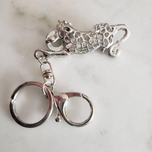 Vintage EFFY Rhinestone & Enamel Panther Silver Tone Key Chain/Purse Clip - Picture 7 of 8